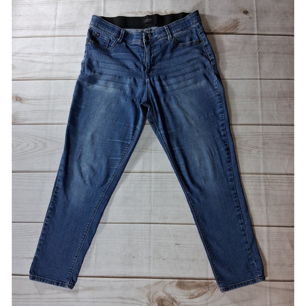 Curve Appeal Womens Size 12/31 Stretch Ankle Denim Jeans Elastic Waistband Blue